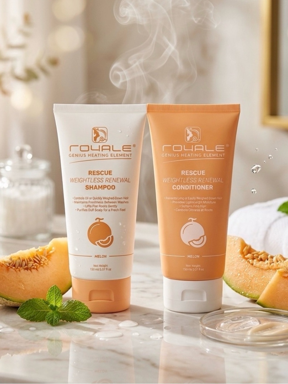 Royale Rescue Weightless Renewal Melon Shampoo & Conditioner - Retail $150